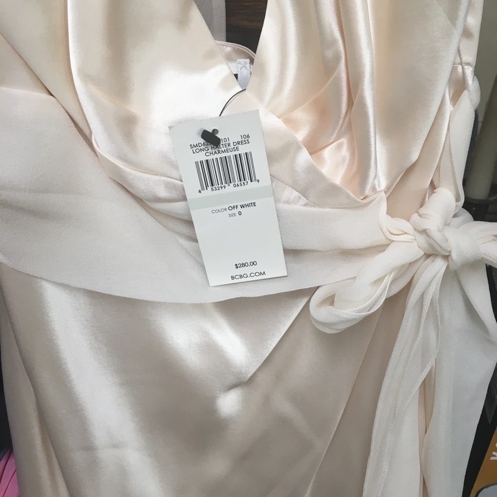 BCBG white/ ivory satin dress